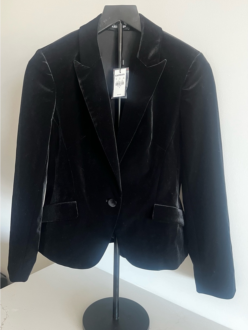 Express Black Velvet Single-Button Blazer